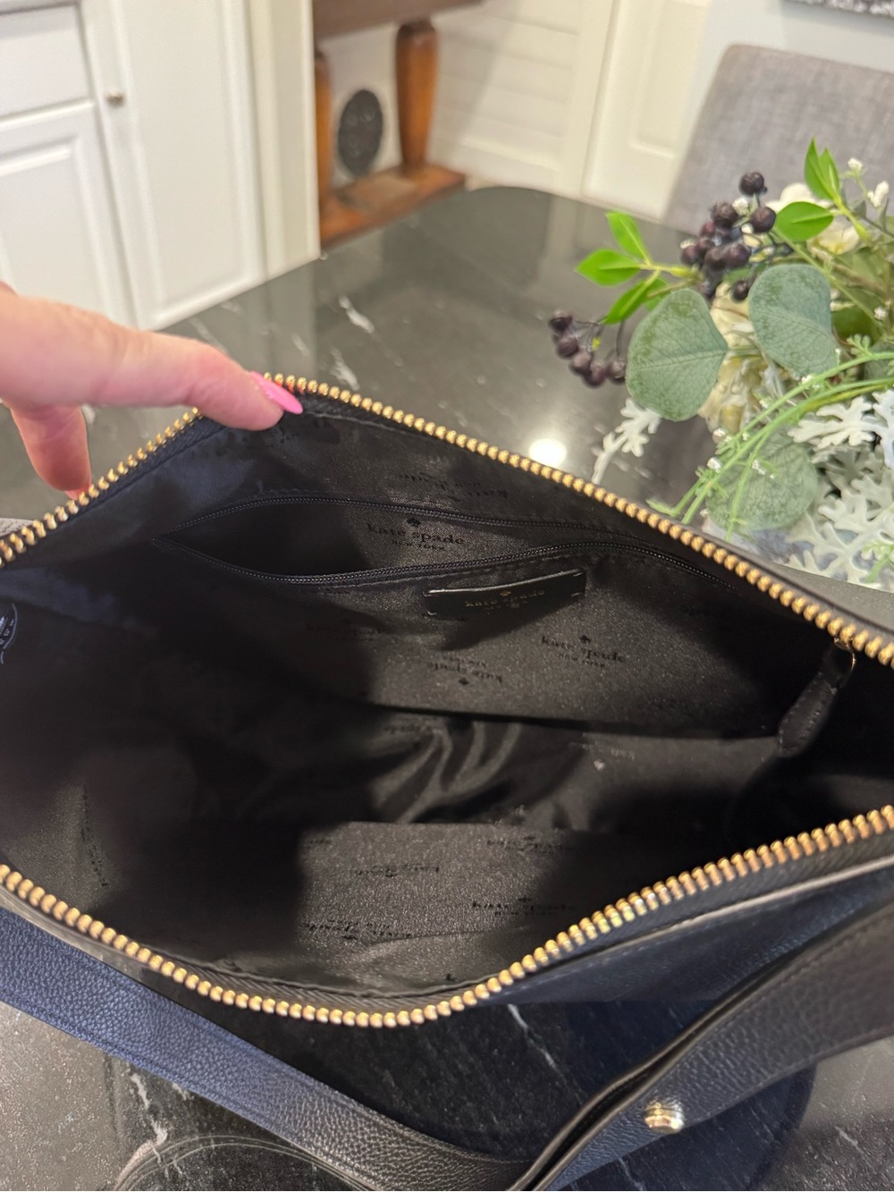 ♠️Kate Spade Kayla Large Pebbled Leather Shoulder Bag Black KK055 - Picture 11 of 11